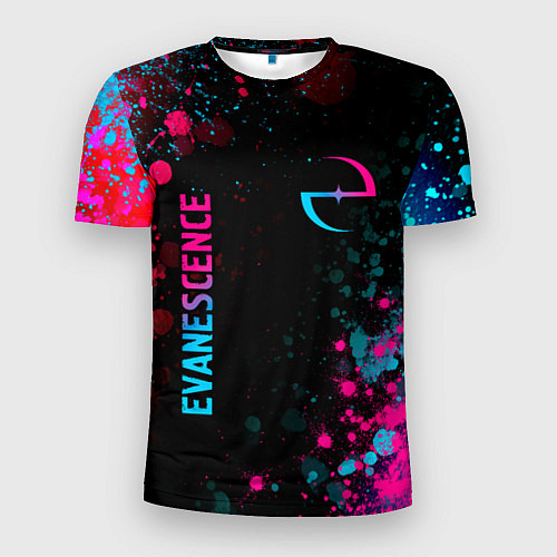 Мужская спорт-футболка Evanescence - neon gradient: символ и надпись верт / 3D-принт – фото 1
