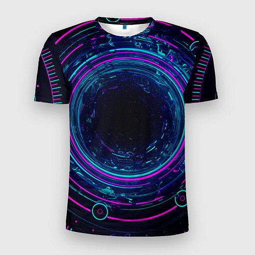 Мужская спорт-футболка Неоновый тоннель - портал / 3D-принт – фото 1