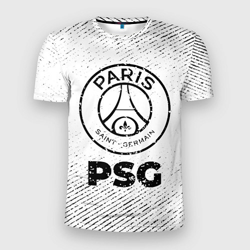 Мужская спорт-футболка PSG с потертостями на светлом фоне / 3D-принт – фото 1