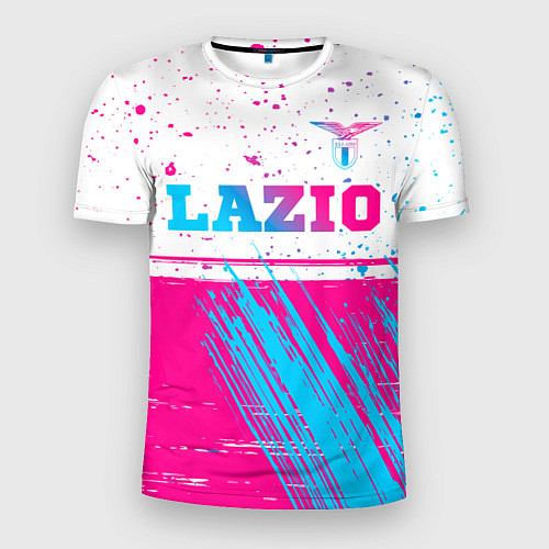 Мужская спорт-футболка Lazio neon gradient style: символ сверху / 3D-принт – фото 1