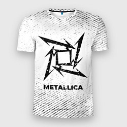 Мужская спорт-футболка Metallica с потертостями на светлом фоне