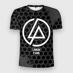 Футболка спортивная мужская Linkin Park glitch на темном фоне, цвет: 3D-принт