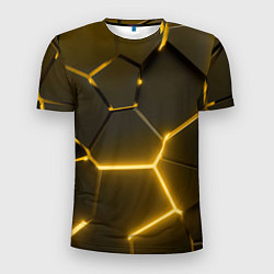 Футболка спортивная мужская Золотые неоновые геометрические плиты, цвет: 3D-принт