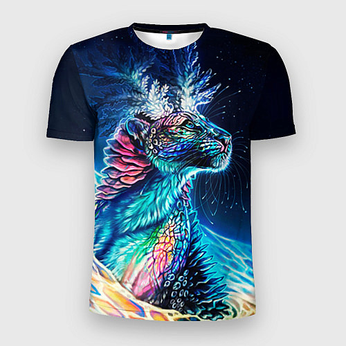 Мужская спорт-футболка Неоновый сказочный леопард / 3D-принт – фото 1