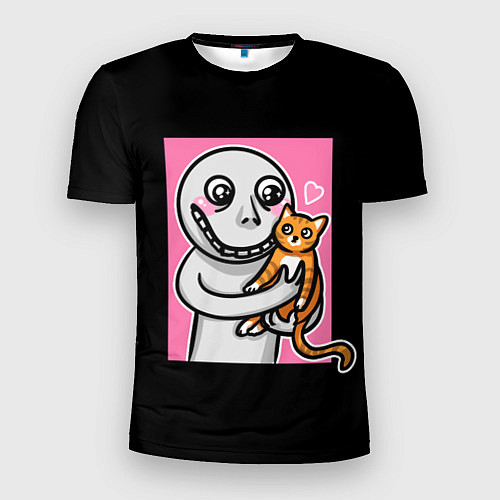 Мужская спорт-футболка Человек и кот / 3D-принт – фото 1