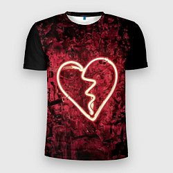 Мужская спорт-футболка Абстрактное неоновое сердце в механической тьме