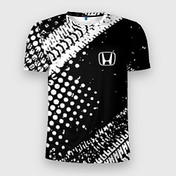 Футболка спортивная мужская Honda - белые следы шин, цвет: 3D-принт