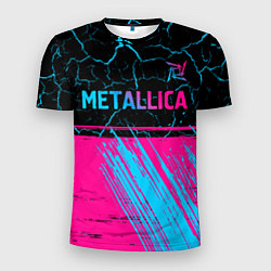 Мужская спорт-футболка Metallica - neon gradient: символ сверху