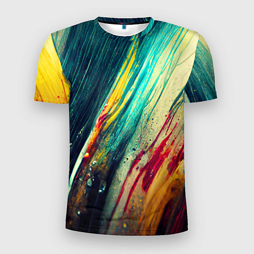 Мужская спорт-футболка Темные и яркие потеки краски / 3D-принт – фото 1
