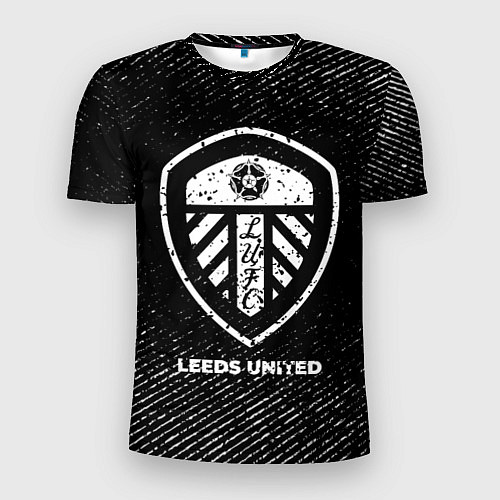 Мужская спорт-футболка Leeds United с потертостями на темном фоне / 3D-принт – фото 1