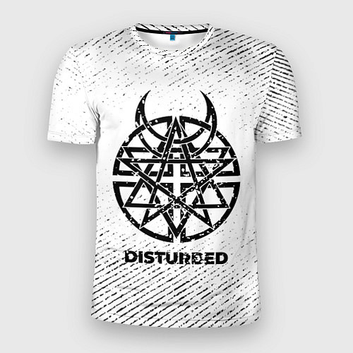 Мужская спорт-футболка Disturbed с потертостями на светлом фоне / 3D-принт – фото 1