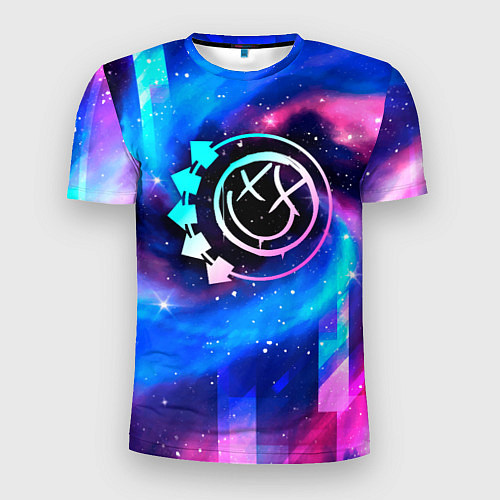 Мужская спорт-футболка Blink 182 неоновый космос / 3D-принт – фото 1