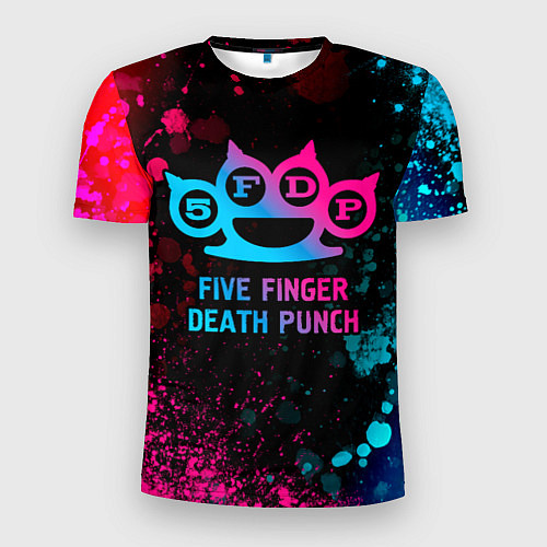 Мужская спорт-футболка Five Finger Death Punch - neon gradient / 3D-принт – фото 1