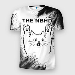 Мужская спорт-футболка The Neighbourhood рок кот на светлом фоне