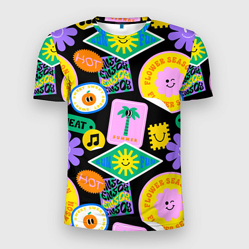 Мужская спорт-футболка Летние наклейки pop-art паттерн / 3D-принт – фото 1