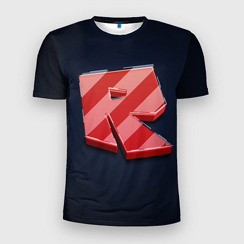 Мужская спорт-футболка Roblox red - Роблокс полосатый логотип / 3D-принт – фото 1