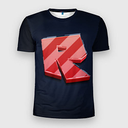 Мужская спорт-футболка Roblox red - Роблокс полосатый логотип