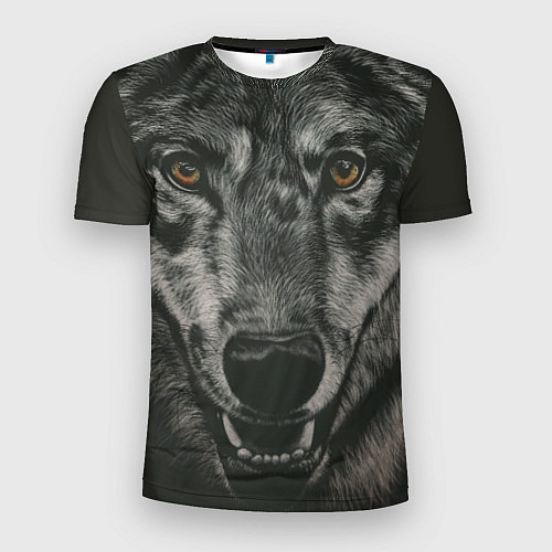 Мужская спорт-футболка Крупная морда серого волка / 3D-принт – фото 1