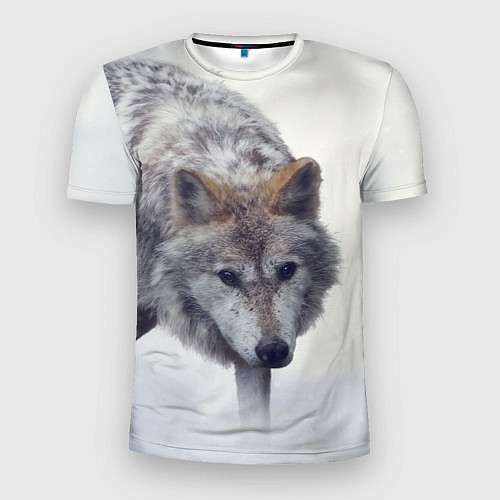 Мужская спорт-футболка Волк зимой / 3D-принт – фото 1
