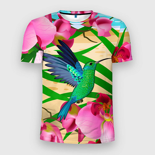 Мужская спорт-футболка Колибри и орхидеи / 3D-принт – фото 1