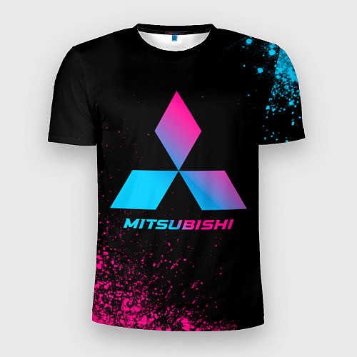 Мужская спорт-футболка Mitsubishi - neon gradient / 3D-принт – фото 1