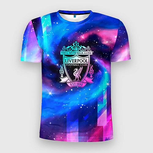 Мужская спорт-футболка Liverpool неоновый космос / 3D-принт – фото 1