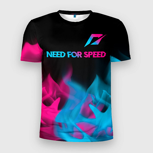 Мужская спорт-футболка Need for Speed - neon gradient: символ сверху / 3D-принт – фото 1