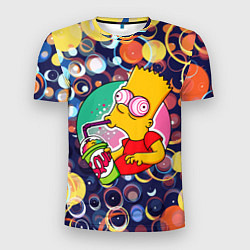 Мужская спорт-футболка Bart Simpson пьёт лимонад