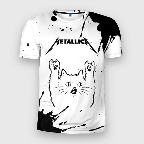 Мужская спорт-футболка Metallica рок кот на светлом фоне / 3D-принт – фото 1