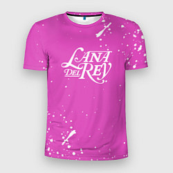 Мужская спорт-футболка Lana Del Rey - на розовом фоне брызги