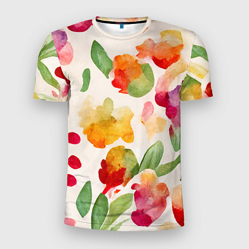 Мужская спорт-футболка Романтичные акварельные цветы / 3D-принт – фото 1