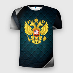 Мужская спорт-футболка Герб России из золота