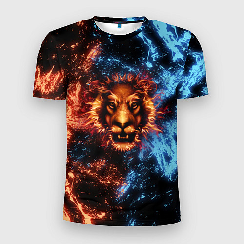 Мужская спорт-футболка Огонь и вода - лев / 3D-принт – фото 1
