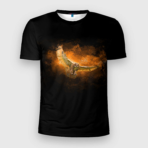 Мужская спорт-футболка Сова вылетает из трехмерного пространства / 3D-принт – фото 1