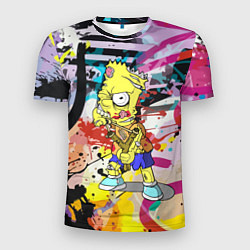 Мужская спорт-футболка Зомби Барт Симпсон с рогаткой на фоне граффити