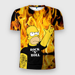 Мужская спорт-футболка Homer Simpson - Rock n Roll!