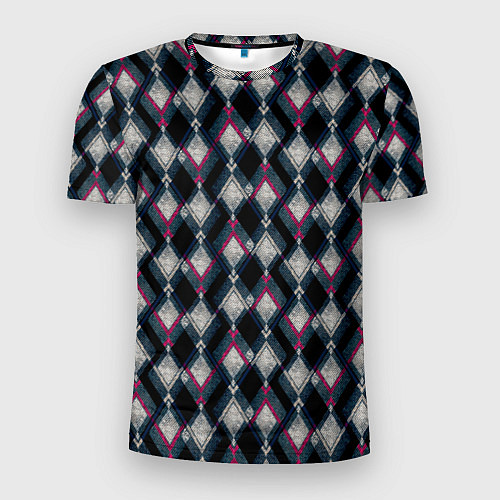 Мужская спорт-футболка Классический ромбовидный текстурированный узор на / 3D-принт – фото 1