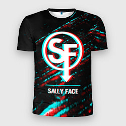 Мужская спорт-футболка Sally Face в стиле glitch и баги графики на темном