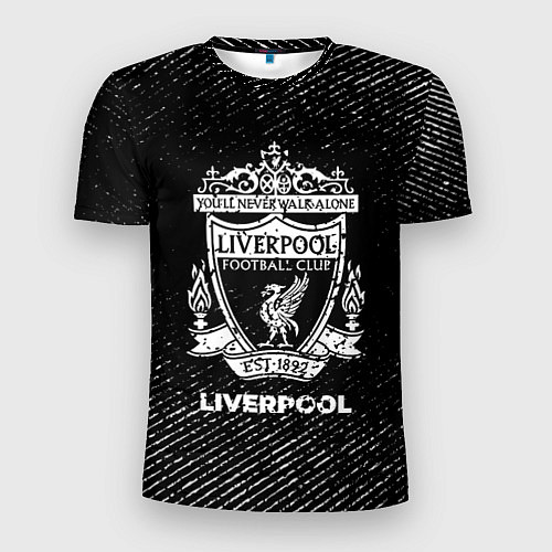 Мужская спорт-футболка Liverpool с потертостями на темном фоне / 3D-принт – фото 1