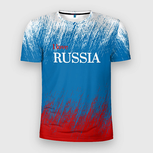 Мужская спорт-футболка Российский триколор - Я люблю Россию / 3D-принт – фото 1
