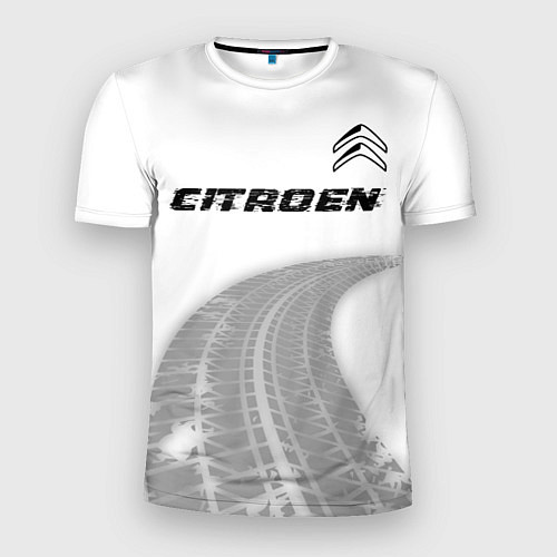 Мужская спорт-футболка Citroen speed на светлом фоне со следами шин: симв / 3D-принт – фото 1