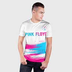 Футболка спортивная мужская Pink Floyd neon gradient style: символ сверху, цвет: 3D-принт — фото 2