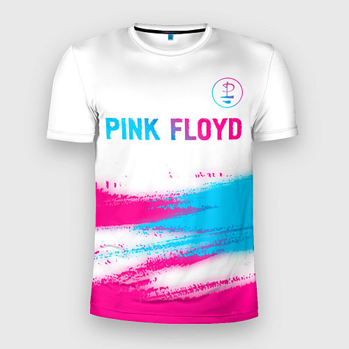 Мужская спорт-футболка Pink Floyd neon gradient style: символ сверху / 3D-принт – фото 1