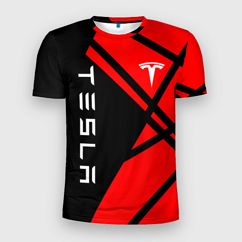 Мужская спорт-футболка Тесла - Красная абстракция / 3D-принт – фото 1