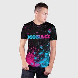 Футболка спортивная мужская Monaco - neon gradient: символ сверху, цвет: 3D-принт — фото 2