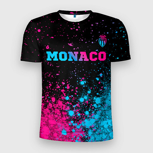 Мужская спорт-футболка Monaco - neon gradient: символ сверху / 3D-принт – фото 1