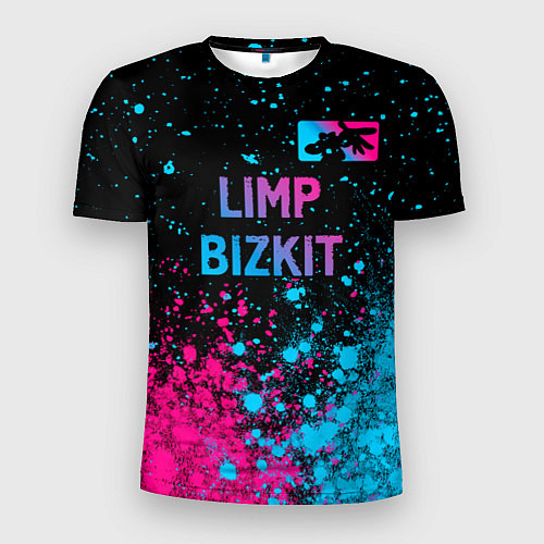 Мужская спорт-футболка Limp Bizkit - neon gradient: символ сверху / 3D-принт – фото 1