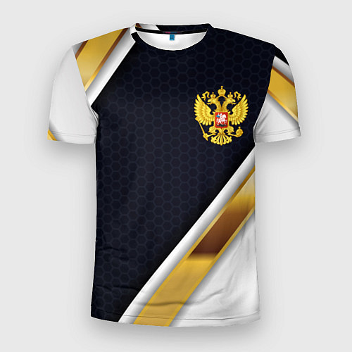 Мужская спорт-футболка Gold and white Russia / 3D-принт – фото 1