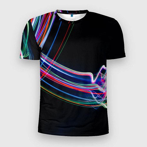 Мужская спорт-футболка Неоновые линии во тьме / 3D-принт – фото 1