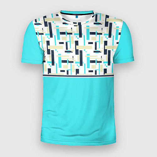 Мужская спорт-футболка Голубой неоновый геометрический узор / 3D-принт – фото 1